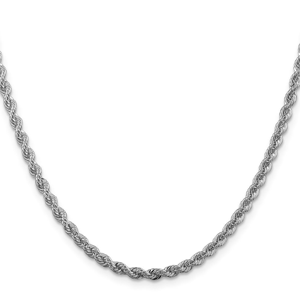 Sterling Silver Rhodium-plated 3mm Solid Rope Chain 18 Inches
