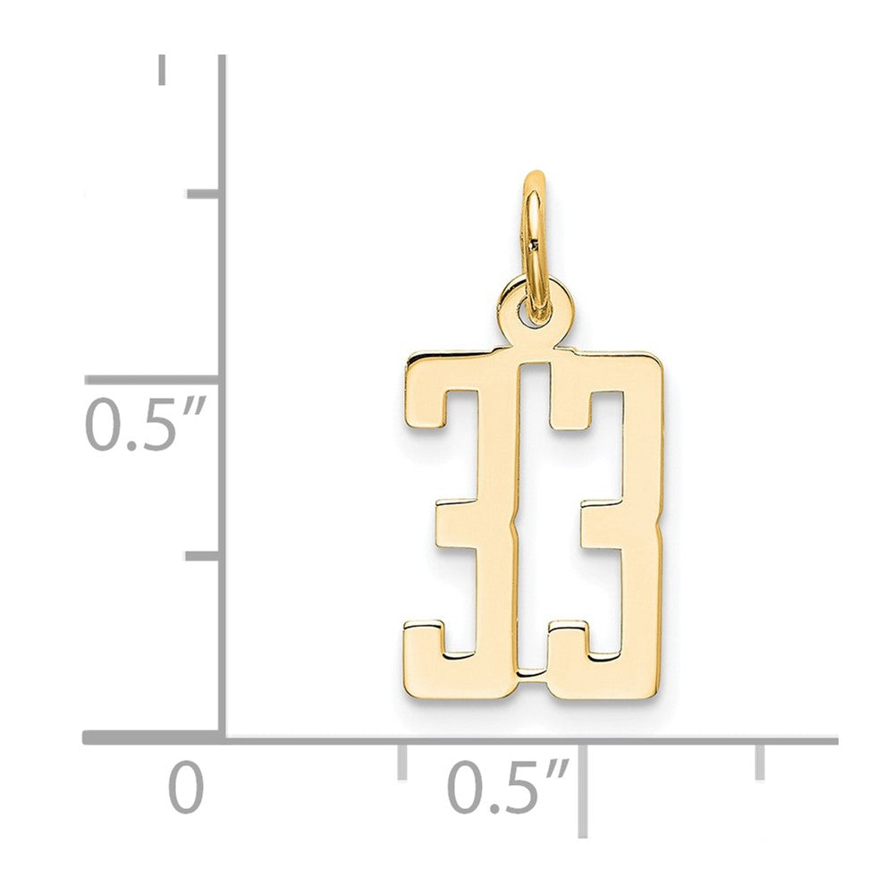 14k Small Elongated Number 33 Charm