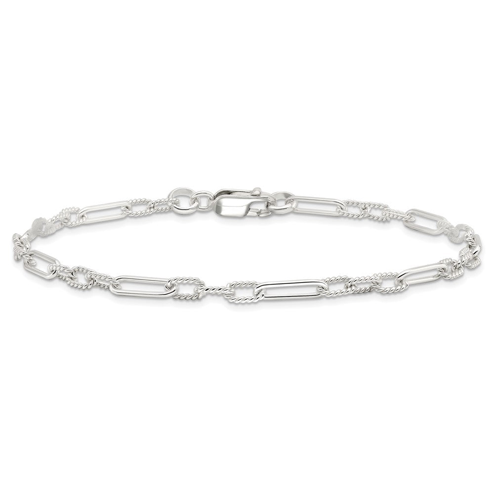 Sterling Silver Fancy Link Anklet 10 inches