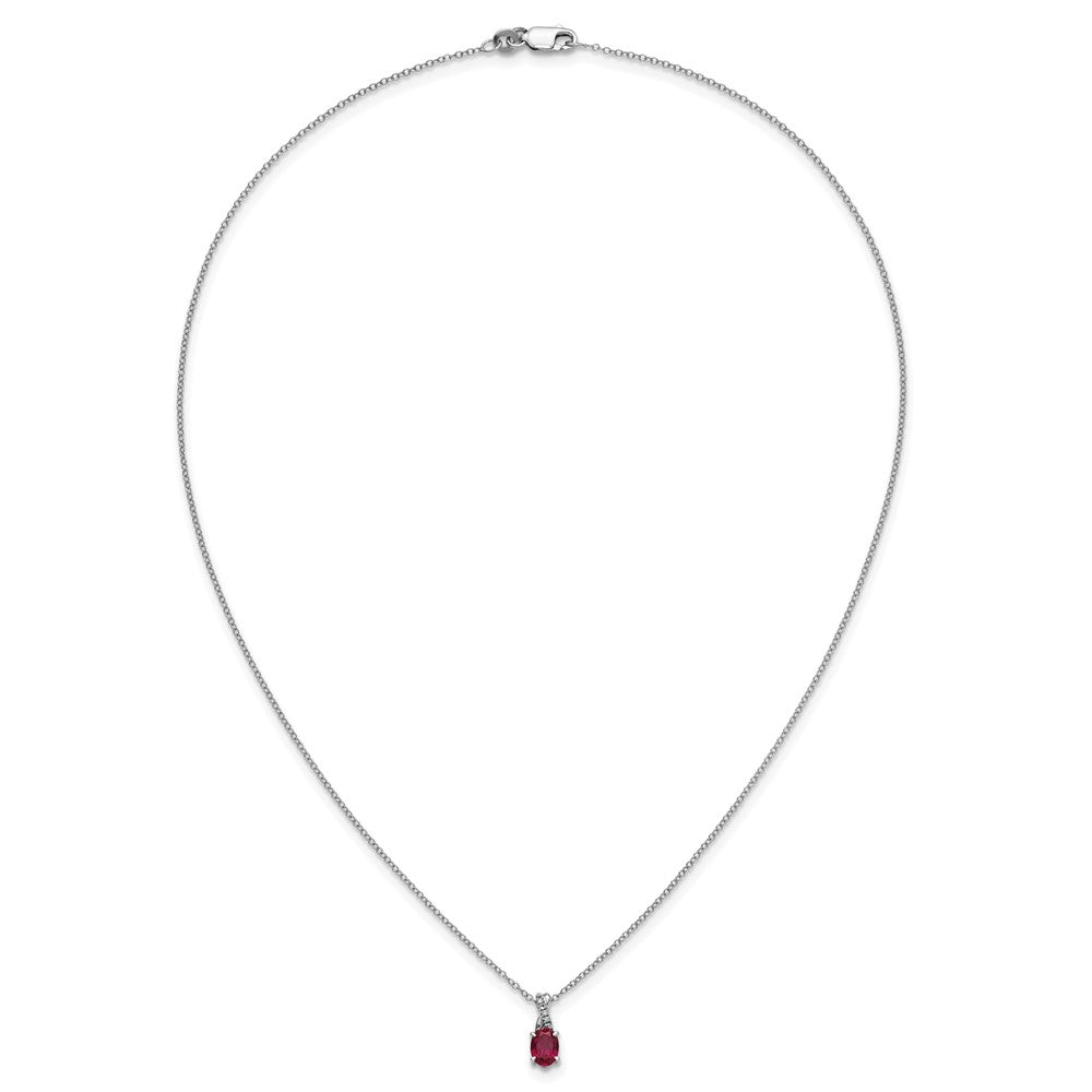 Sterling Silver Cr. Ruby and Diamond Pendant w/Chain