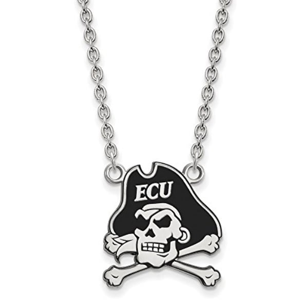 LogoArt Sterling Silver East Carolina University Large Enamel Pendant Necklace