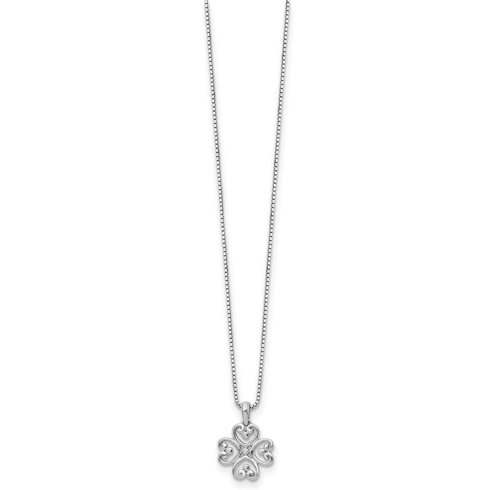White Ice Sterling Silver Rhodium-plated 18 Inch Diamond 4 Heart Necklace with 2 Inch Extender 18 Inches