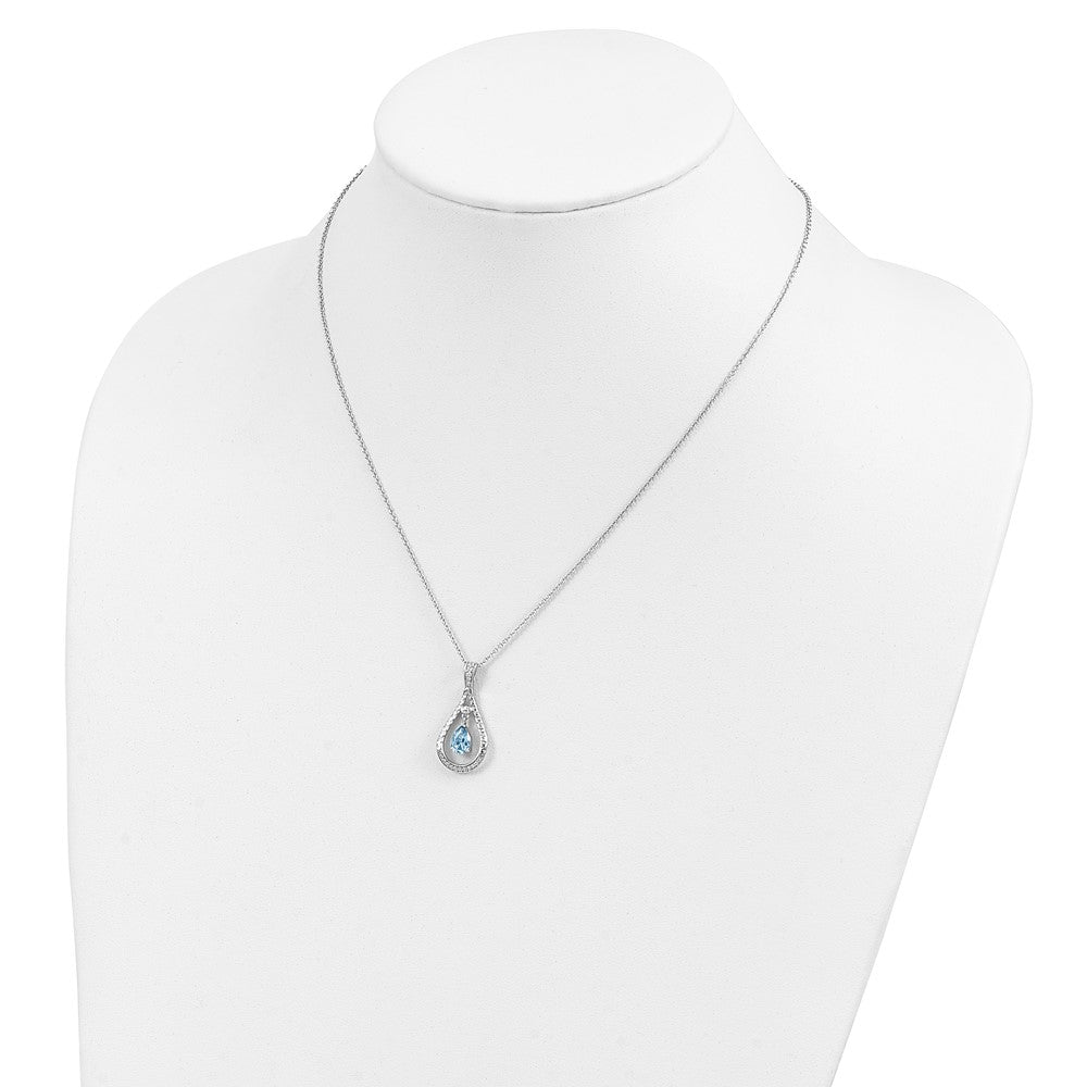 Sentimental Expressions Sterling Silver Rhodium-plated Mar. CZ Stone Never Forget Tear 18in Birthstone Necklace 18 Inches