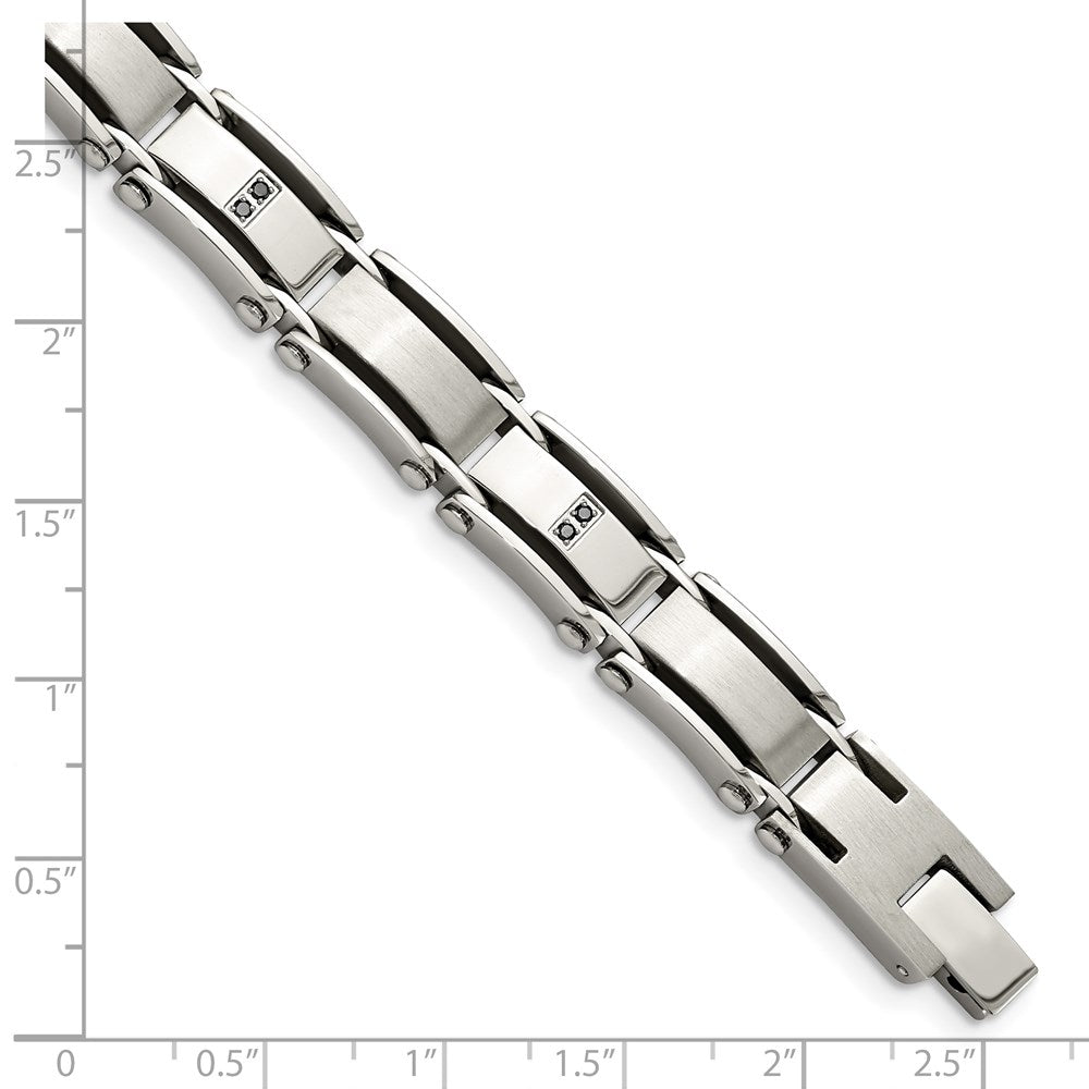 Stainless Steel Brushed and Polished 1/10ct tw. Diamond 8.25in Bracelet 8.25 inches