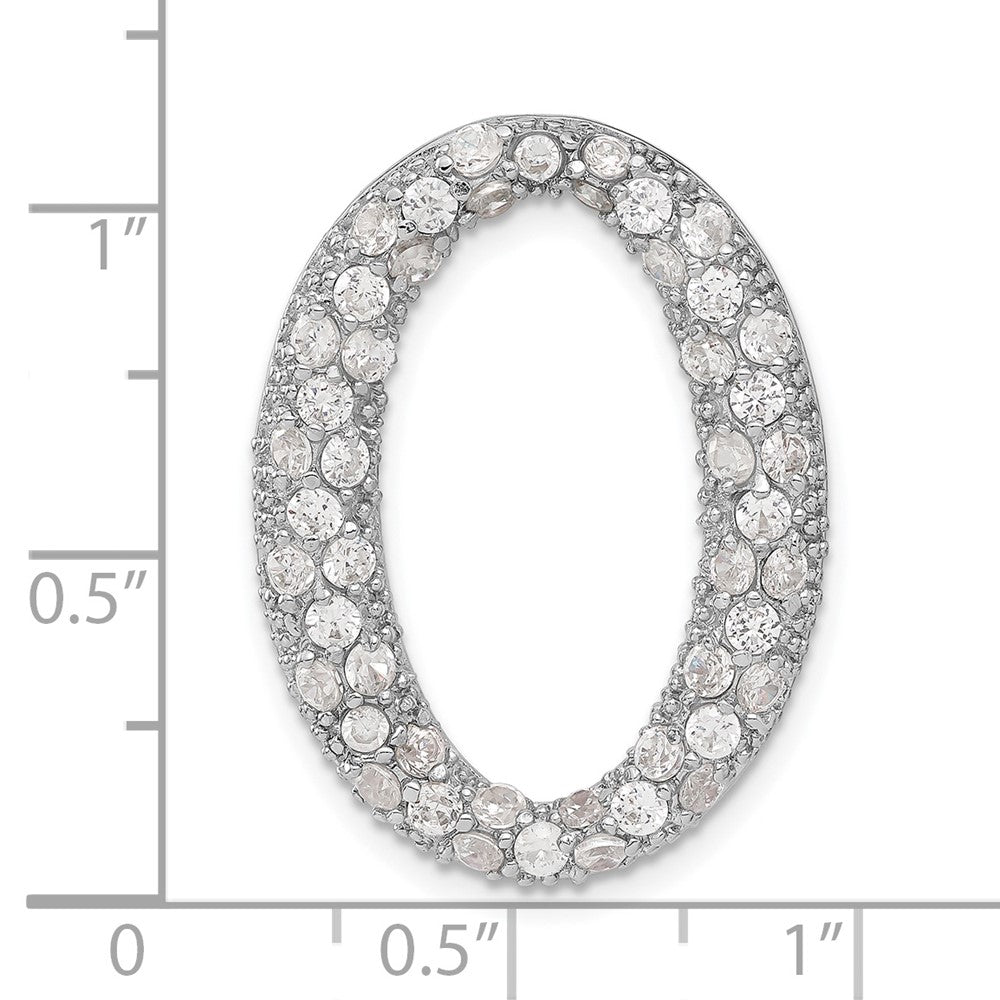 Sterling Silver CZ Oval Chain Slide Pendant