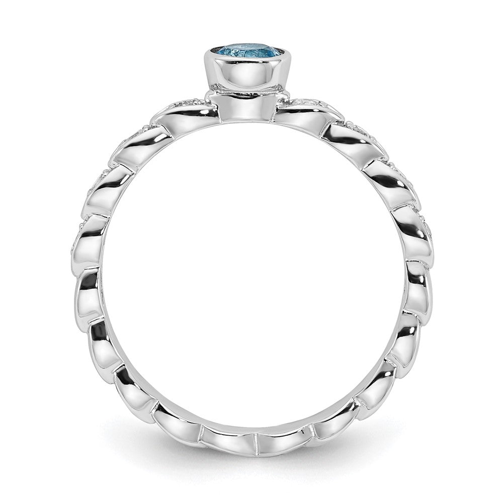 Sterling Silver Blue Topaz and Diamond Ring