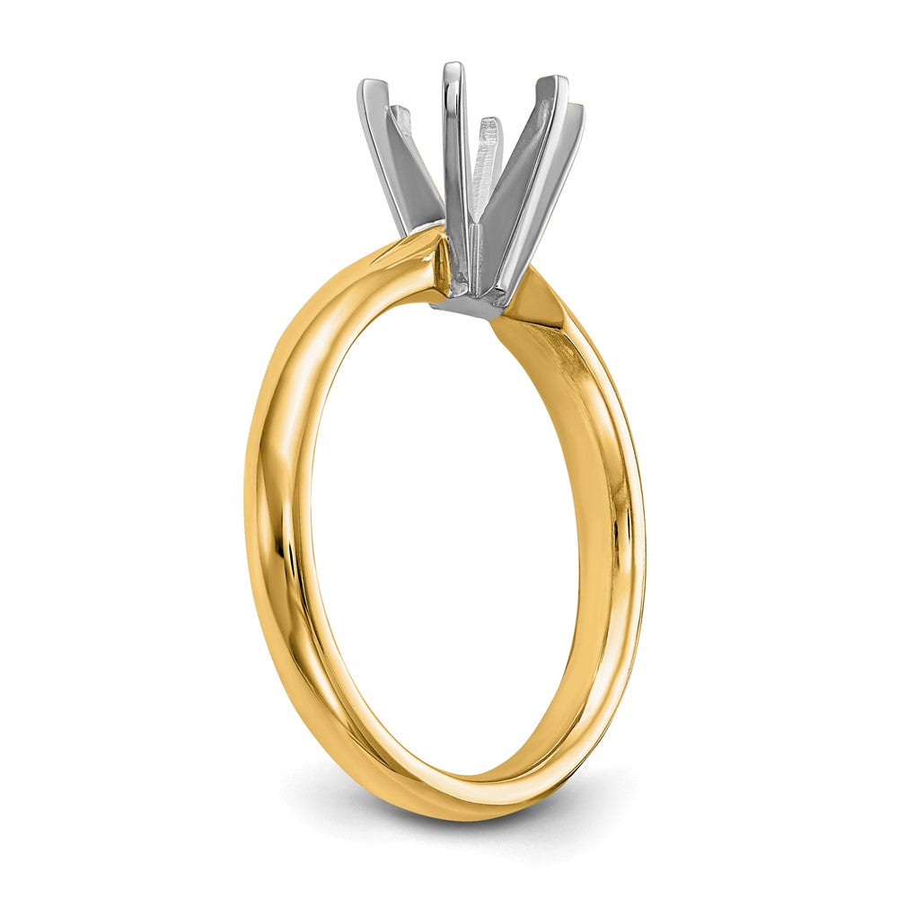 14k Two-Tone 3/4 carat Medium-Weight Comfort-Fit 6-Prong Round Solitaire Ring Mounting