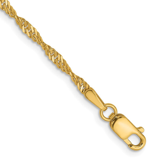 14K 1.9mm Singapore Chain 7  inches