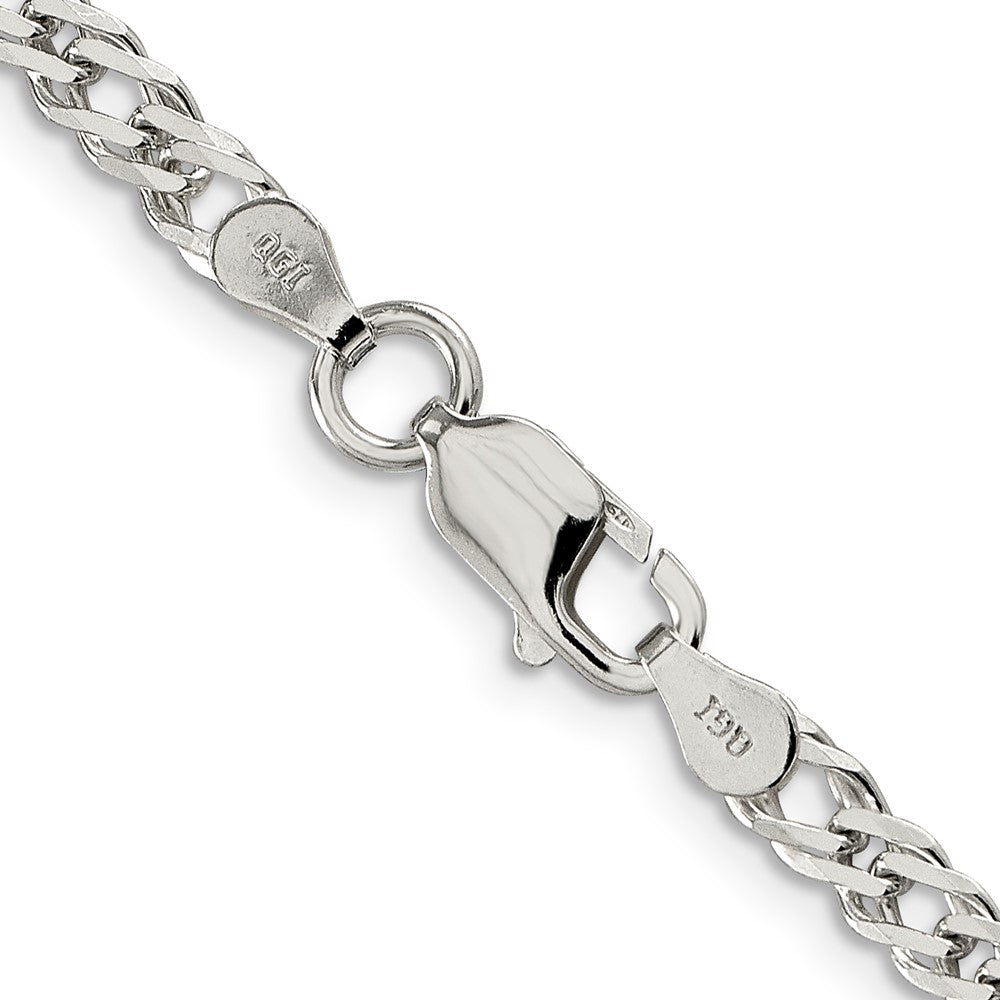 Sterling Silver 4mm Beveled Curb Chain 18 Inches