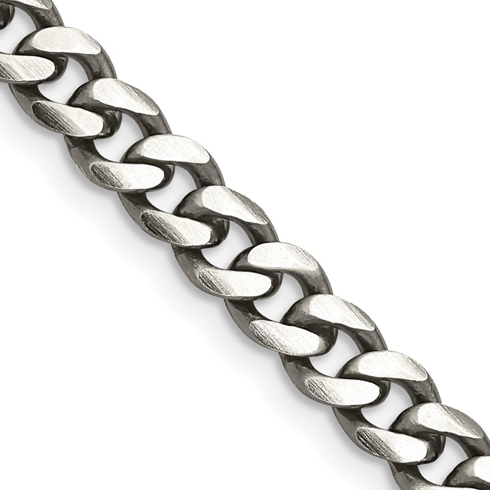 Sterling Silver Antiqued 6.0mm Curb Chain 22 Inches