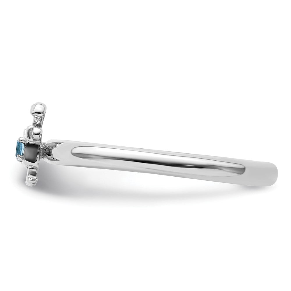 Sterling Silver Stackable Expressions Rhodium Blue Topaz Boy Ring