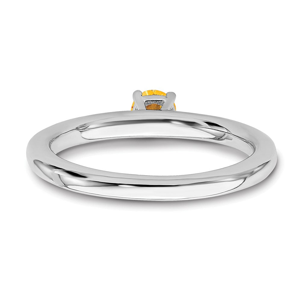 Sterling Silver Stackable Expressions Rhodium Citrine Ring