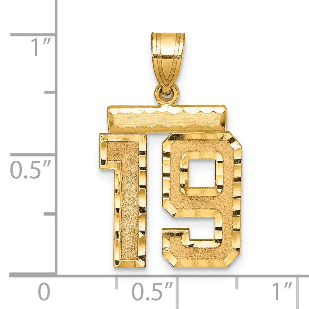14k Medium Diamond-cut Number 19 Charm