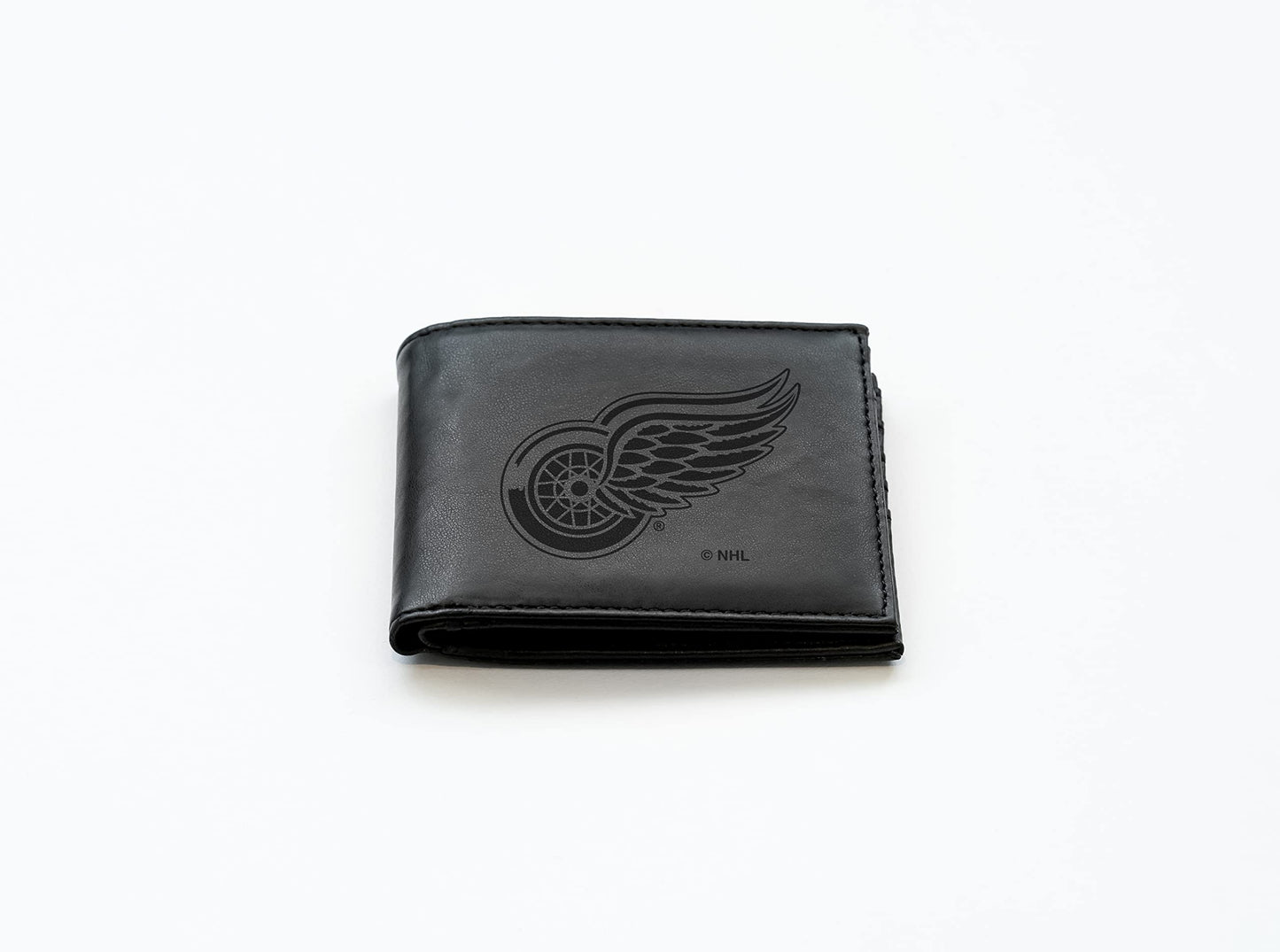 Detroit Hockey Red-Wing's Laser Engraved Black Billfold Wallet