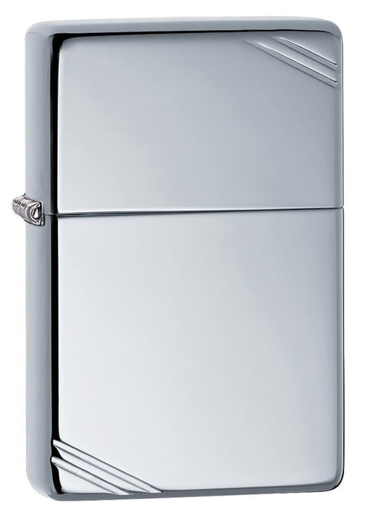 Zippo Vintage High Polish Chrome with Slashes Pocket Lighter