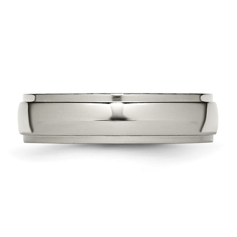 Titanium Polished 6mm Ridged Edge Band Size - 13