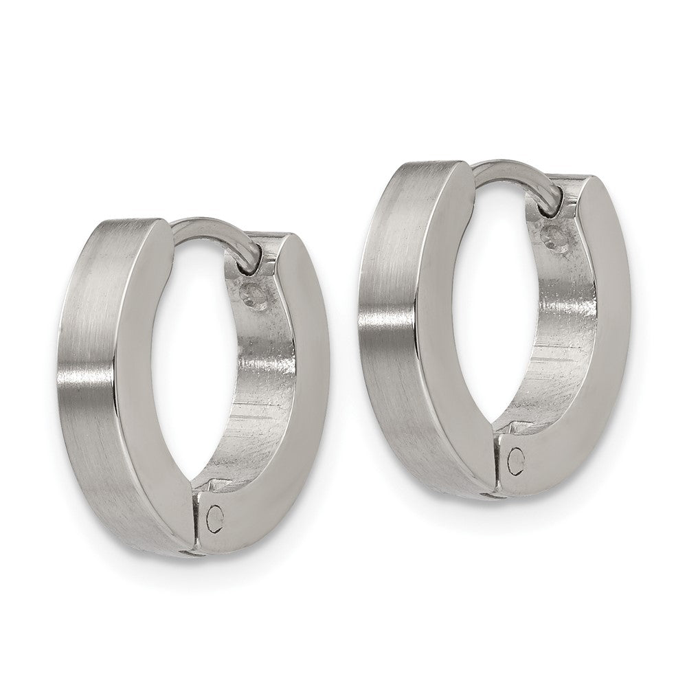 Stainless Steel Brushed and Polished 3mm Hinged Hoop Earrings