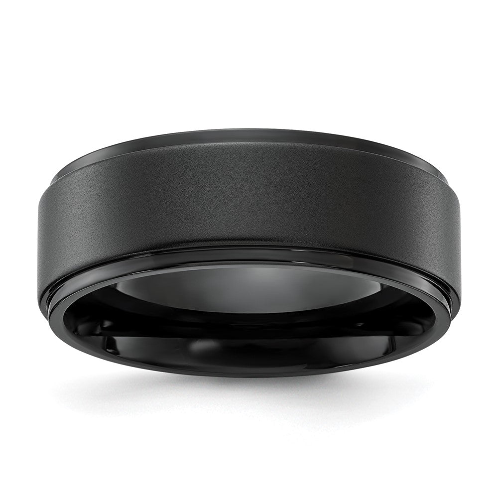 Chisel Stainless Steel Polished Black IP-plated Brushed Center 8mm Band Size - 10.5