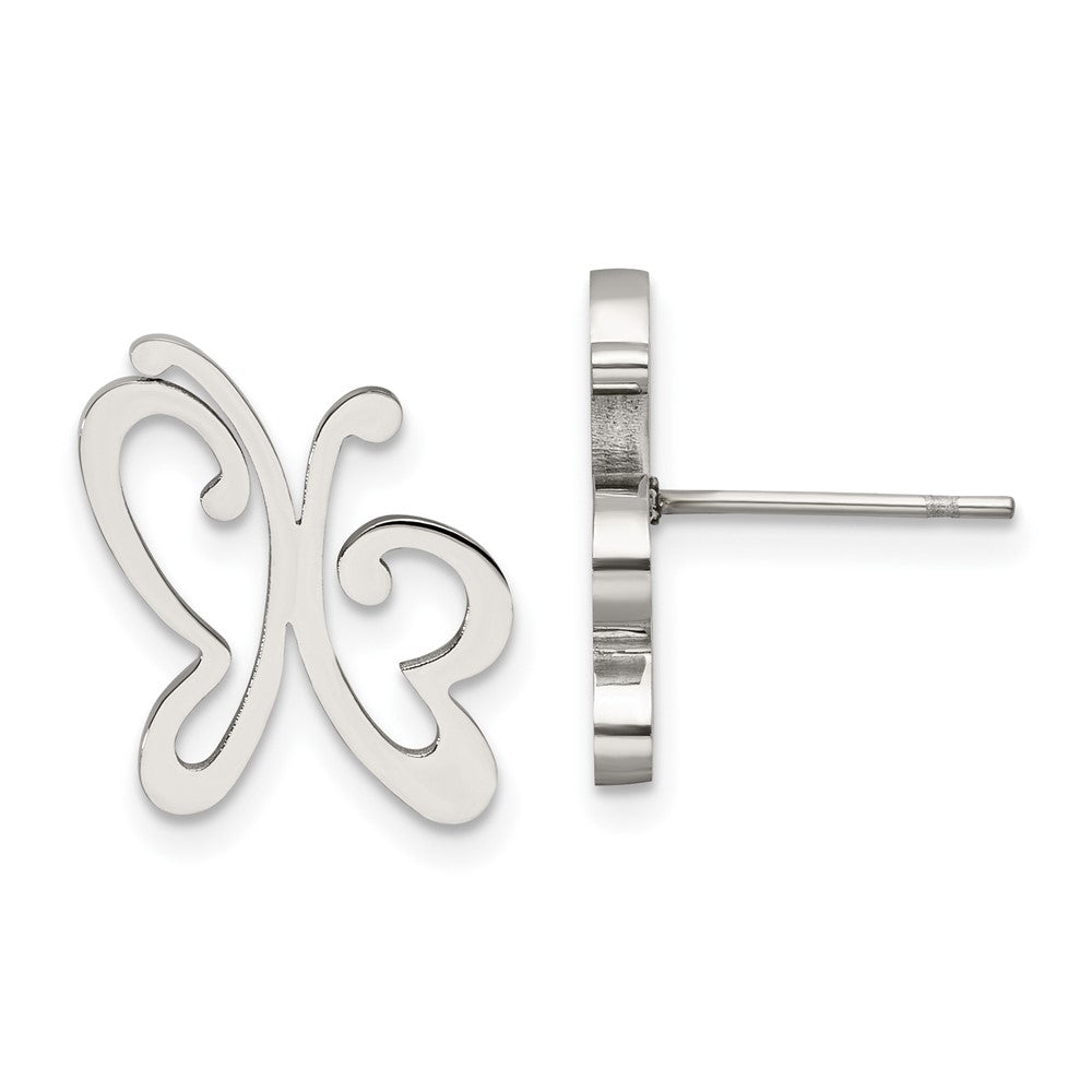 Stainless Steel Polished Butterfly Post Earrings