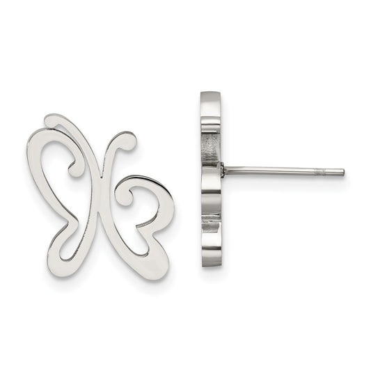 Stainless Steel Polished Butterfly Post Earrings