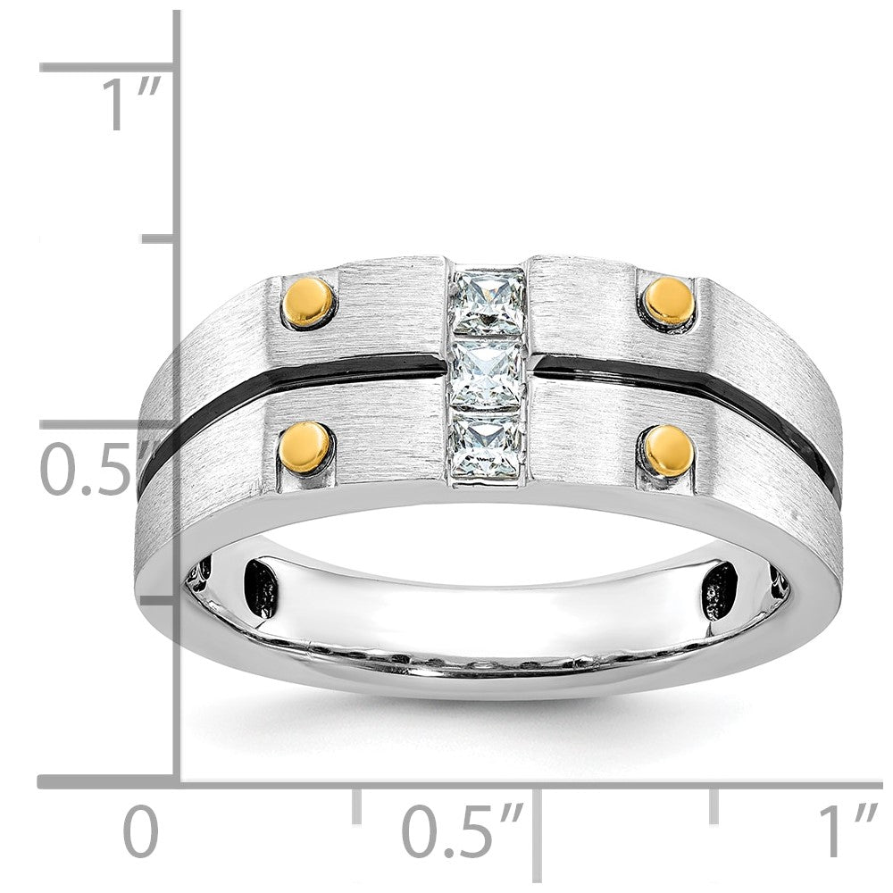 14k Two-tone IBGoodman Men's Polished and Satin Diamond Ring Mounting