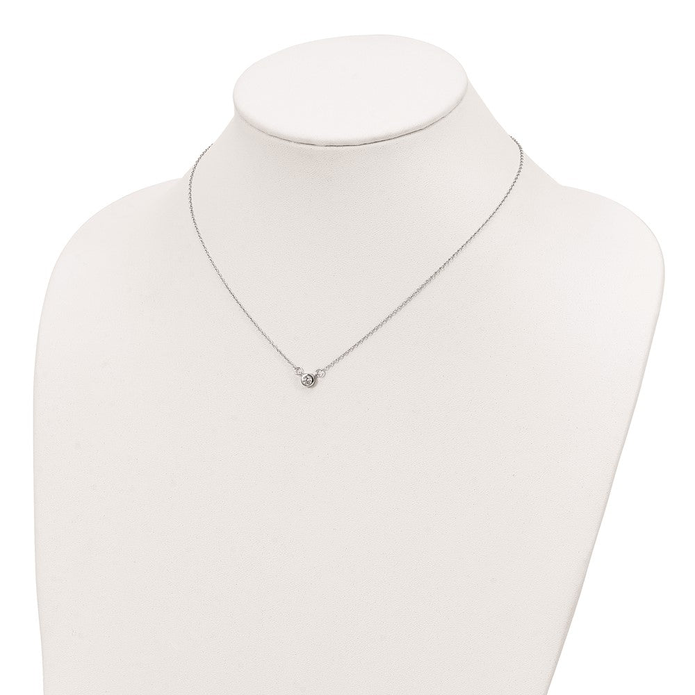 Sterling Silver Rhodium-plated 18in Bezel-set 5mm CZ Necklace 16 Inches