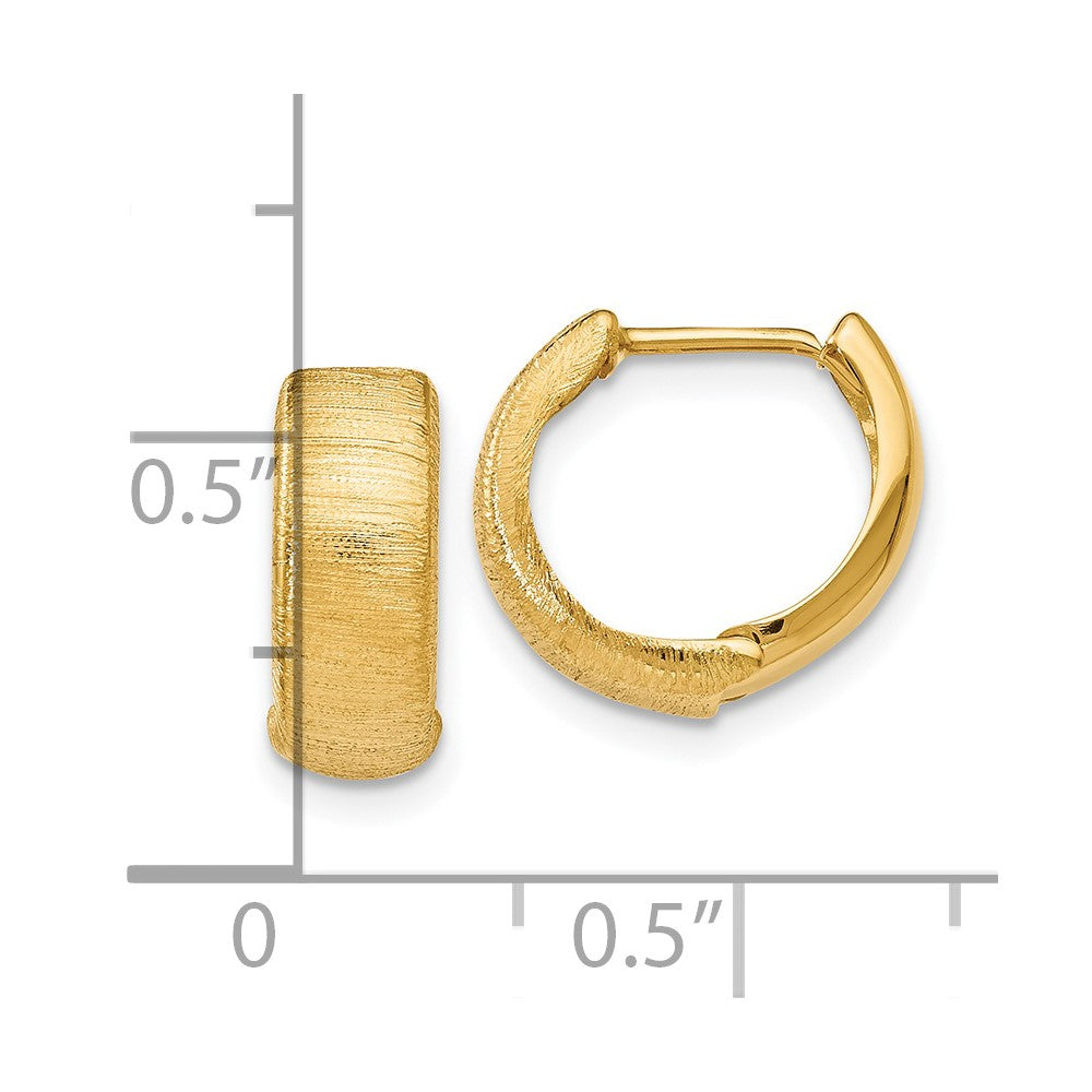 14K Polished and Textured Hinged Hoop Earrings