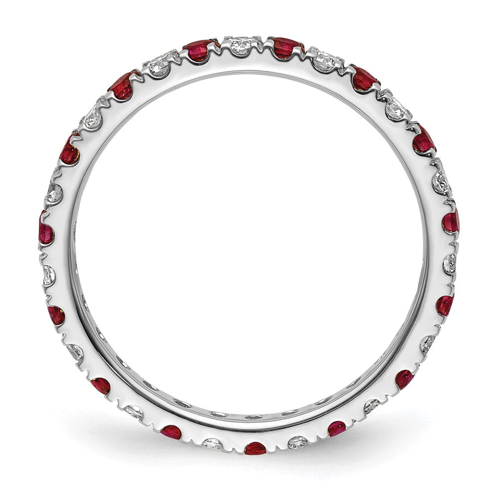 14k White Gold 1/2 carat Lab Grown Diamond VS/SI+ G+ and Lab Created Ruby Size 5.5 Eternity Band