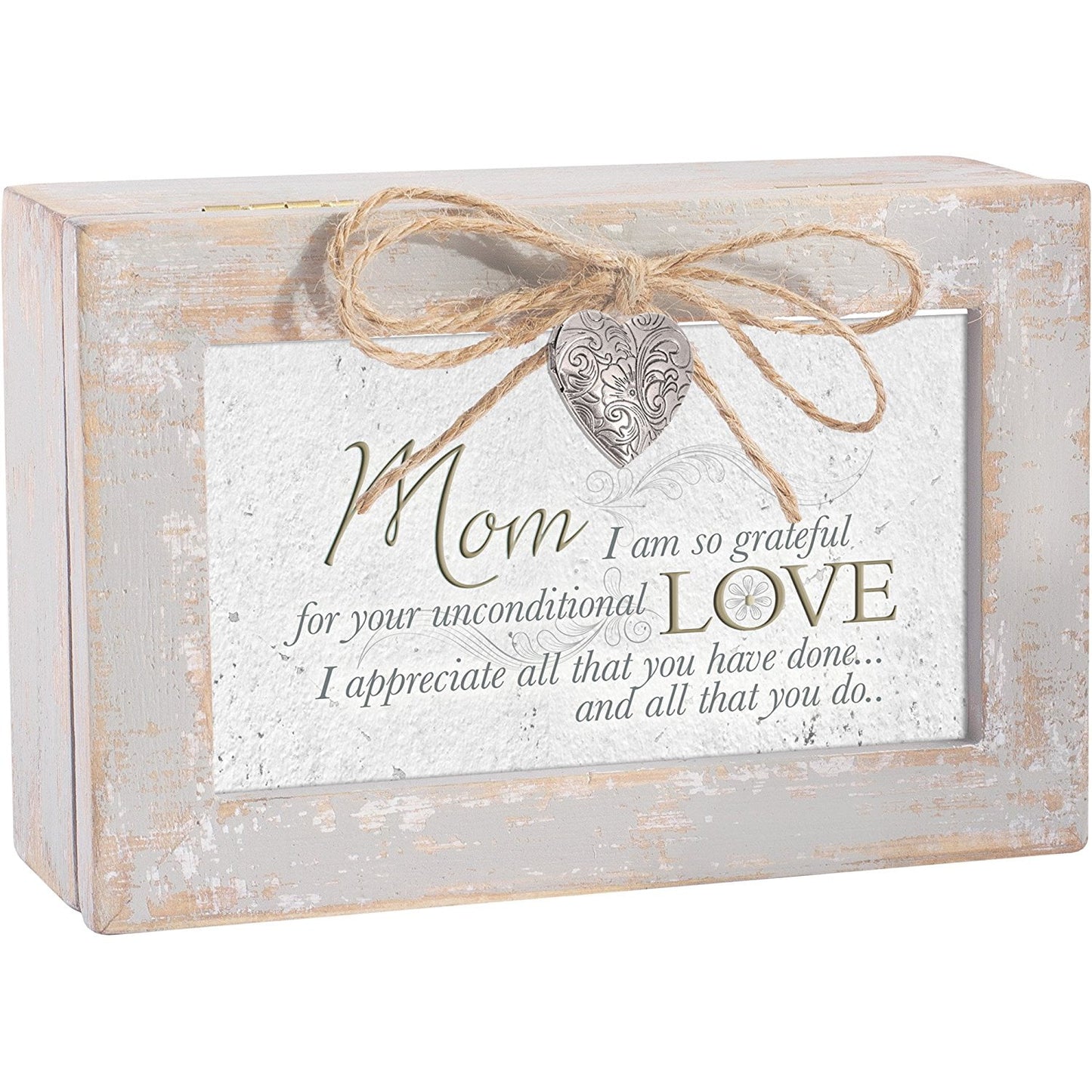 Cottage Garden Mom Grateful for Your Love Natural Taupe Jewelry Petite Music Box Plays Wind Beneath My Wings
