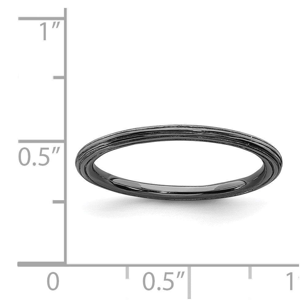 Sterling Silver Stackable Expressions Black-plated Step-down Ring Size -7