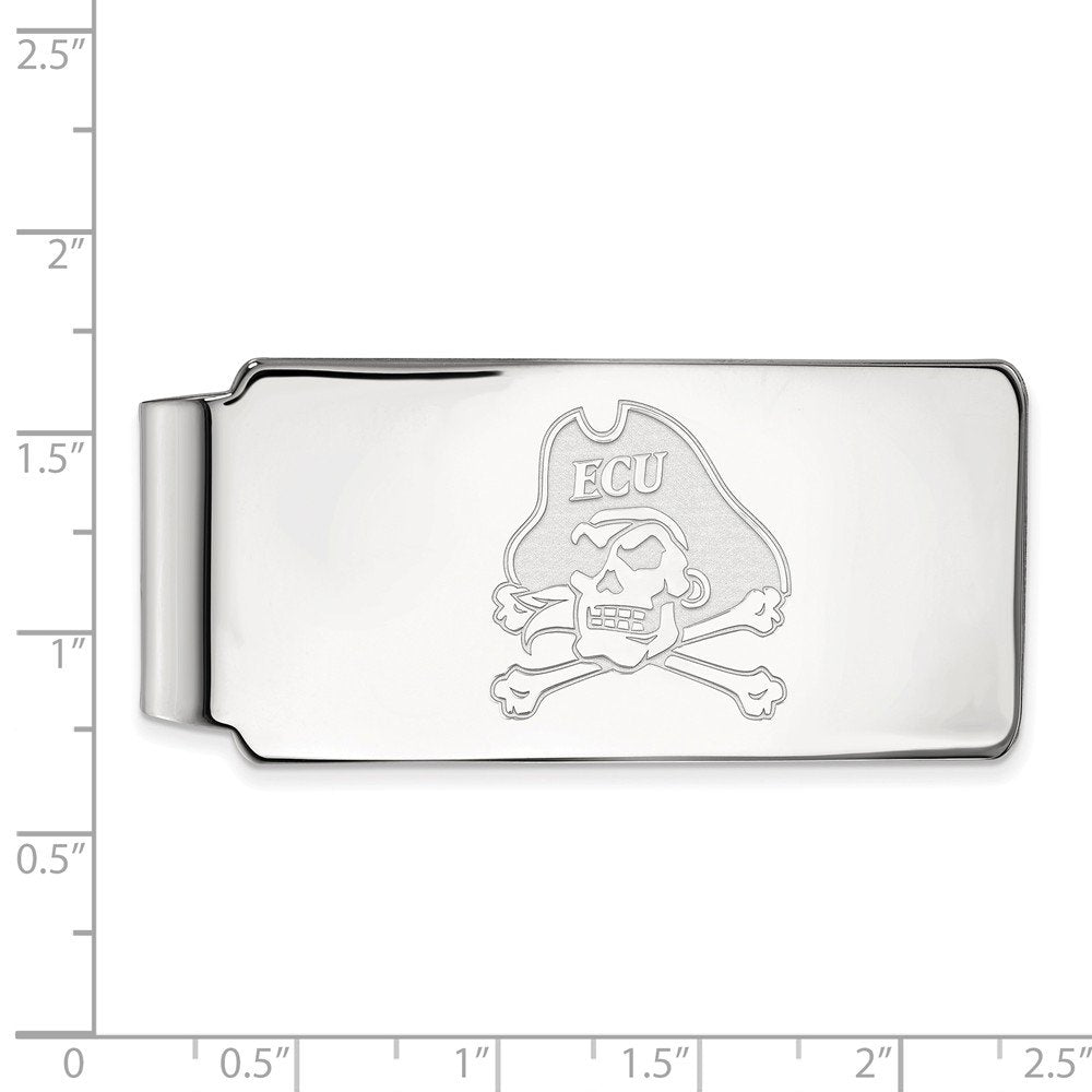 Sterling Silver LogoArt Official Licensed Collegiate East Carolina University (ECU) Money Clip