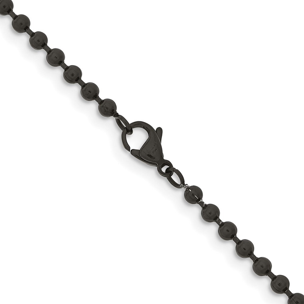 Stainless Steel Polished Black IP-plated 3mm 24in Ball Chain