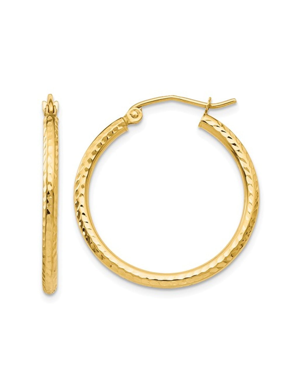 14 Karat Yellow Gold Diamond-Cut 2mm Round Tube Ho