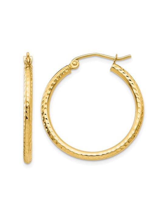 14 Karat Yellow Gold Diamond-Cut 2mm Round Tube Ho