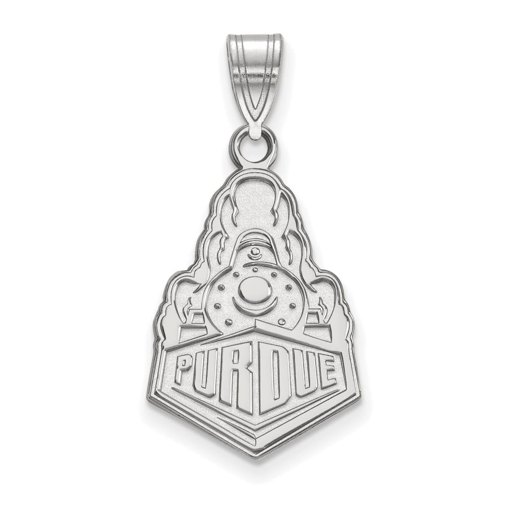 Sterling Silver Rhodium-plated LogoArt Purdue University Boilermakers Train Logo Large Pendant QSS039PU