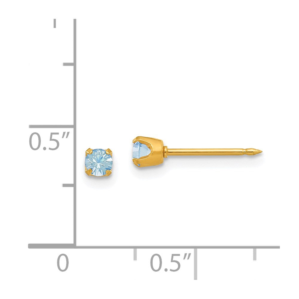 Inverness 14k 3mm March Crystal Birthstone Post Earrings