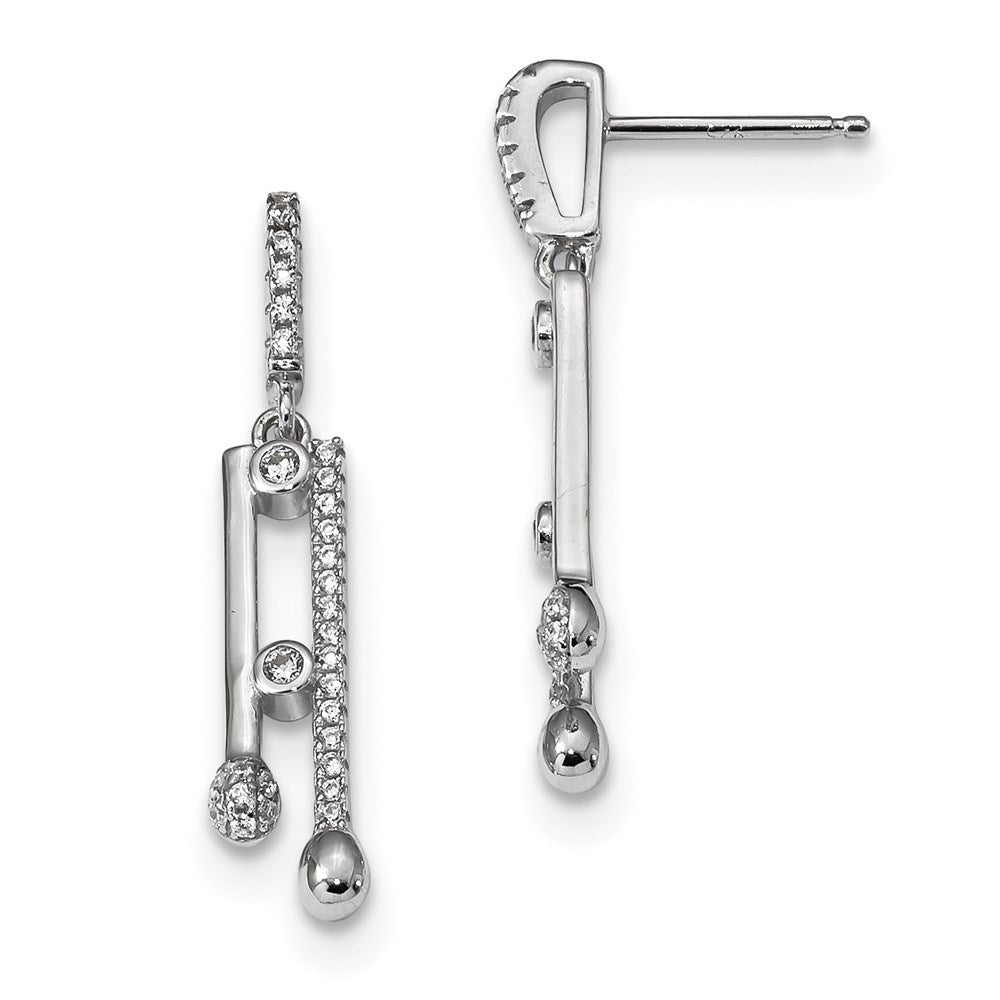 Pure Fire Sterling Silver Rhodium-plated CZ Post Dangle Earrings