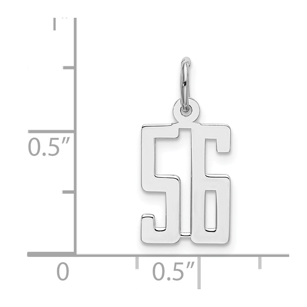 Sterling Silver/Rhodium-plated Elongated Number 56 Charm
