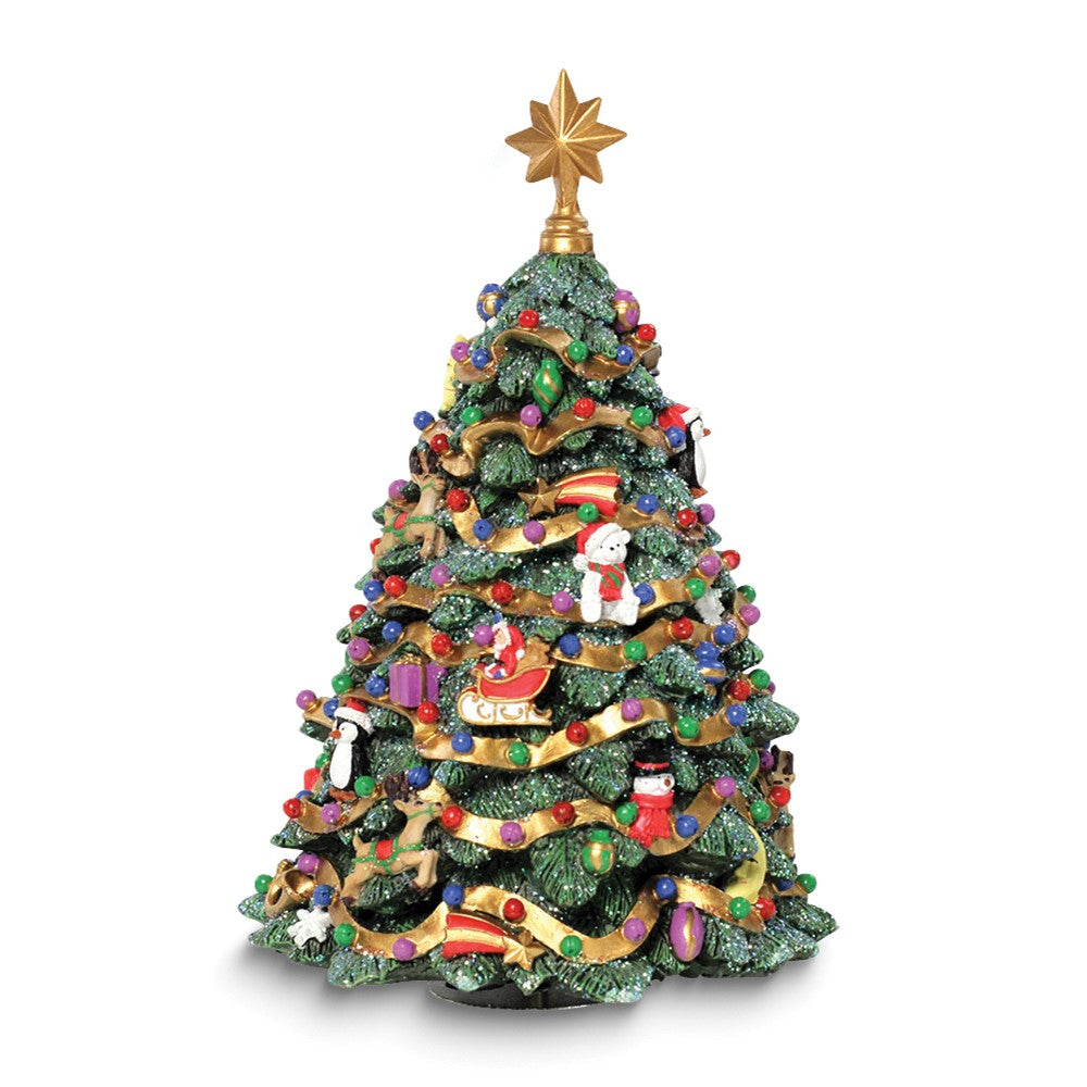 San Francisco Music Box Jingle Bell Rotating Christmas Tree Figurine - Plays O Christmas Tree QGM10661