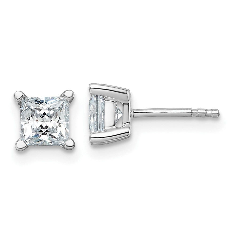 14k White Gold 1 1/2 ctw Lab Grown Diamond VS+ F+ Princess 4 Prong Heavy Wt. Stud Earrings