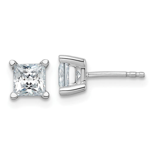 14k White Gold 1 1/2 ctw Lab Grown Diamond VS+ F+ Princess 4 Prong Heavy Wt. Stud Earrings