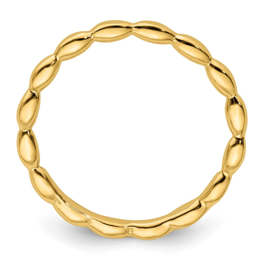 Sterling Silver Stackable Expressions Gold-plated Rice Bead Ring Size -5