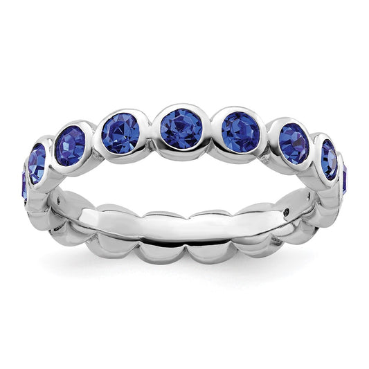 Sterling Silver Stackable Expressions September Crystal Ring Size -10