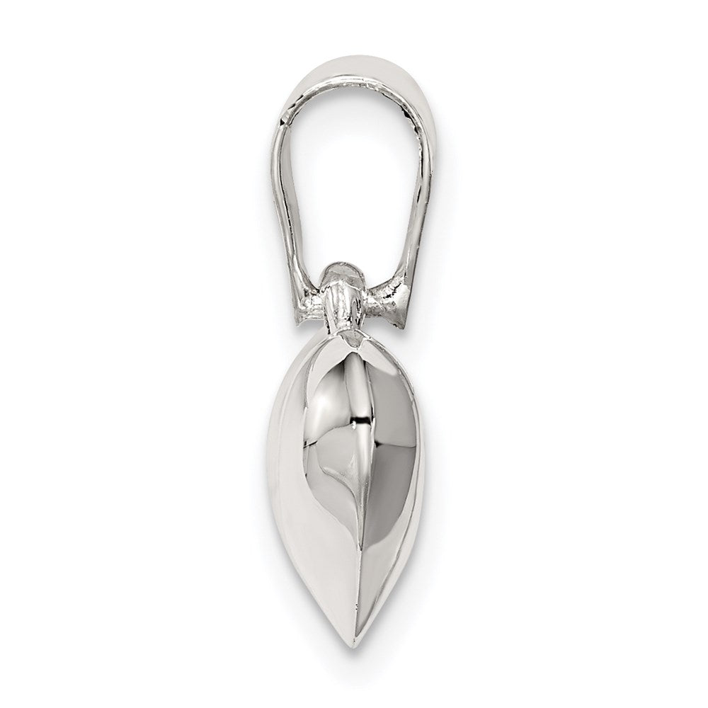 Sterling Silver Rhodium-plated Puffed Heart Charm