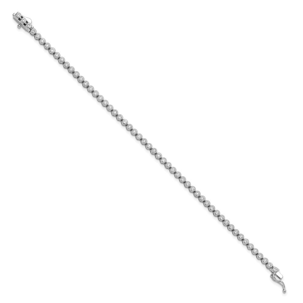 Sterling Shimmer Sterling Silver Rhodium-plated Bezel Set 1.7mm CZ 54 Stone 7 inch Bracelet 7 inches