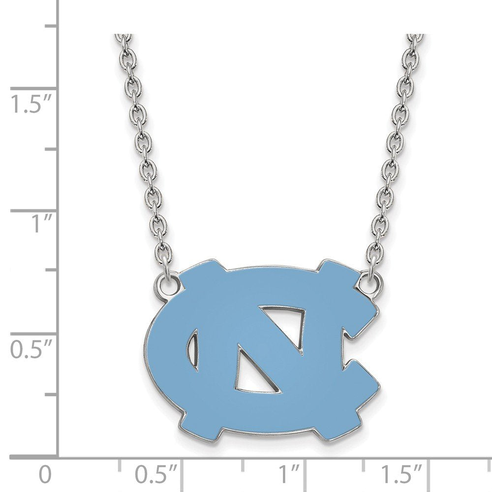 Sterling Silver LogoArt 18in Official Licensed Collegiate University of North Carolina (UNC) Large Pendant w/Necklace