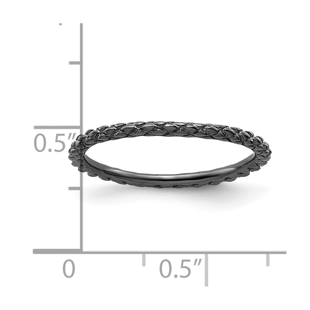 Sterling Silver Stackable Expressions Black-plated Criss-cross Ring Size -7