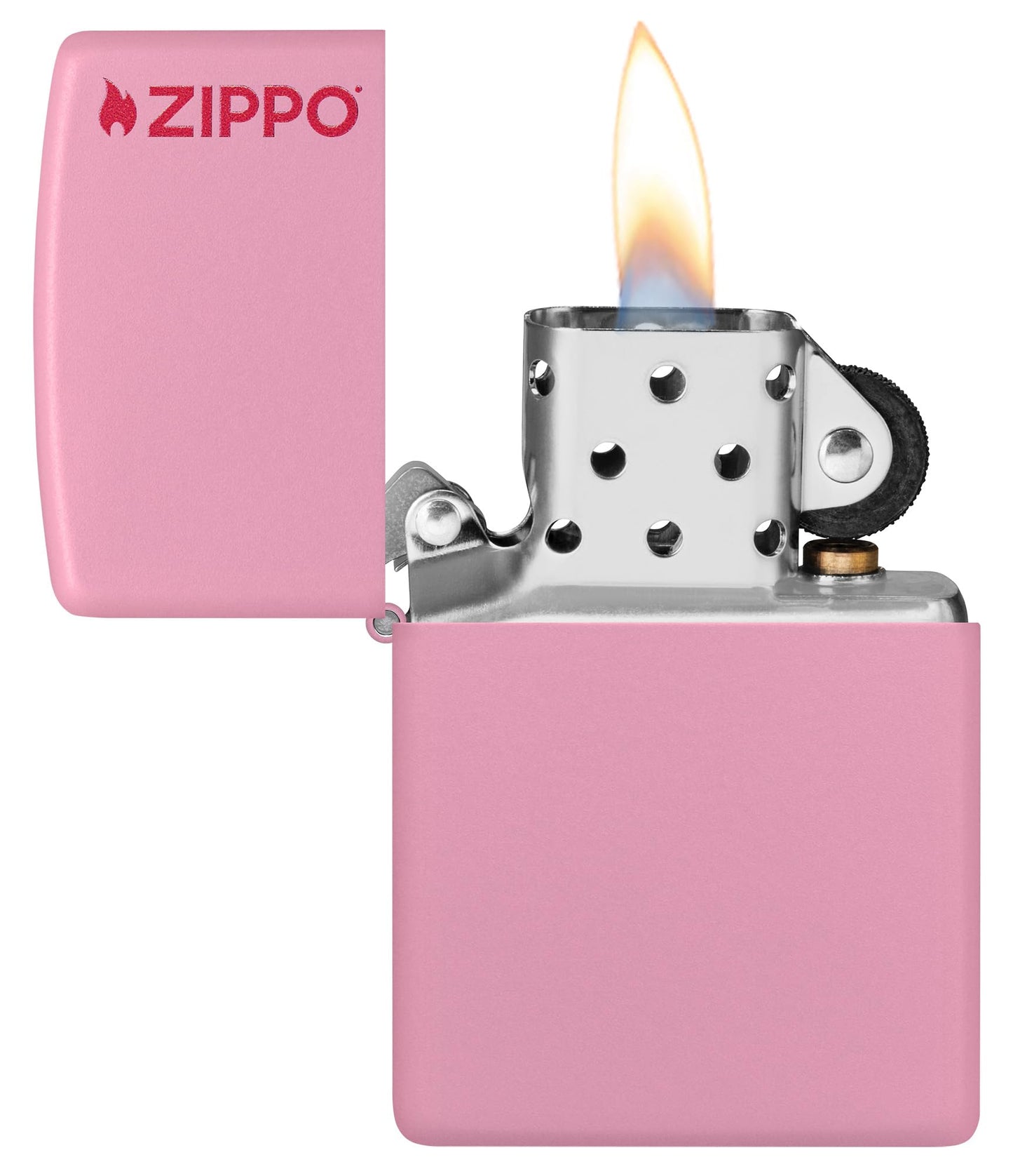 Zippo Pink Matte Logo Pocket Lighter