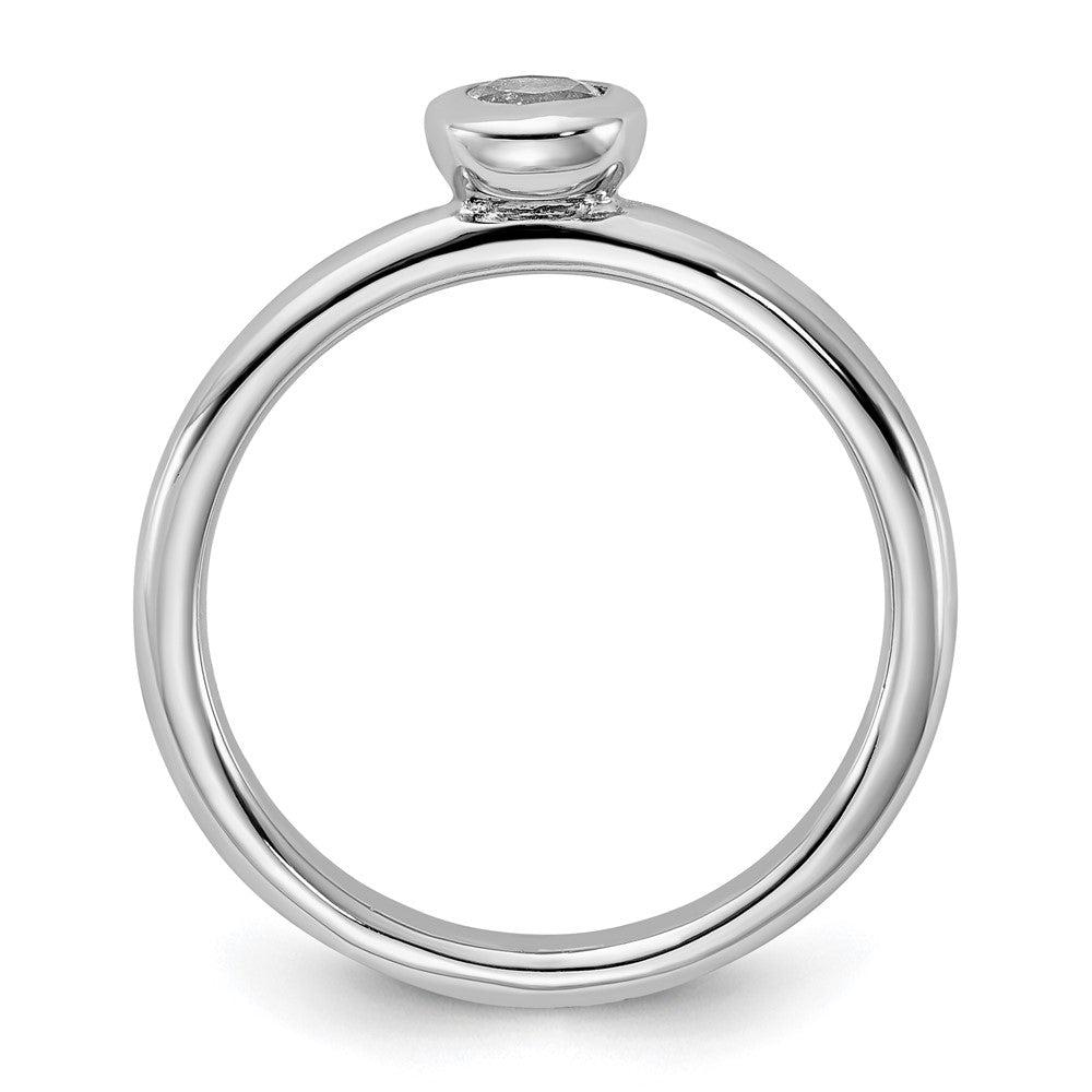 Sterling Silver Stackable Expressions Low 4mm Round White Topaz Ring Size -7