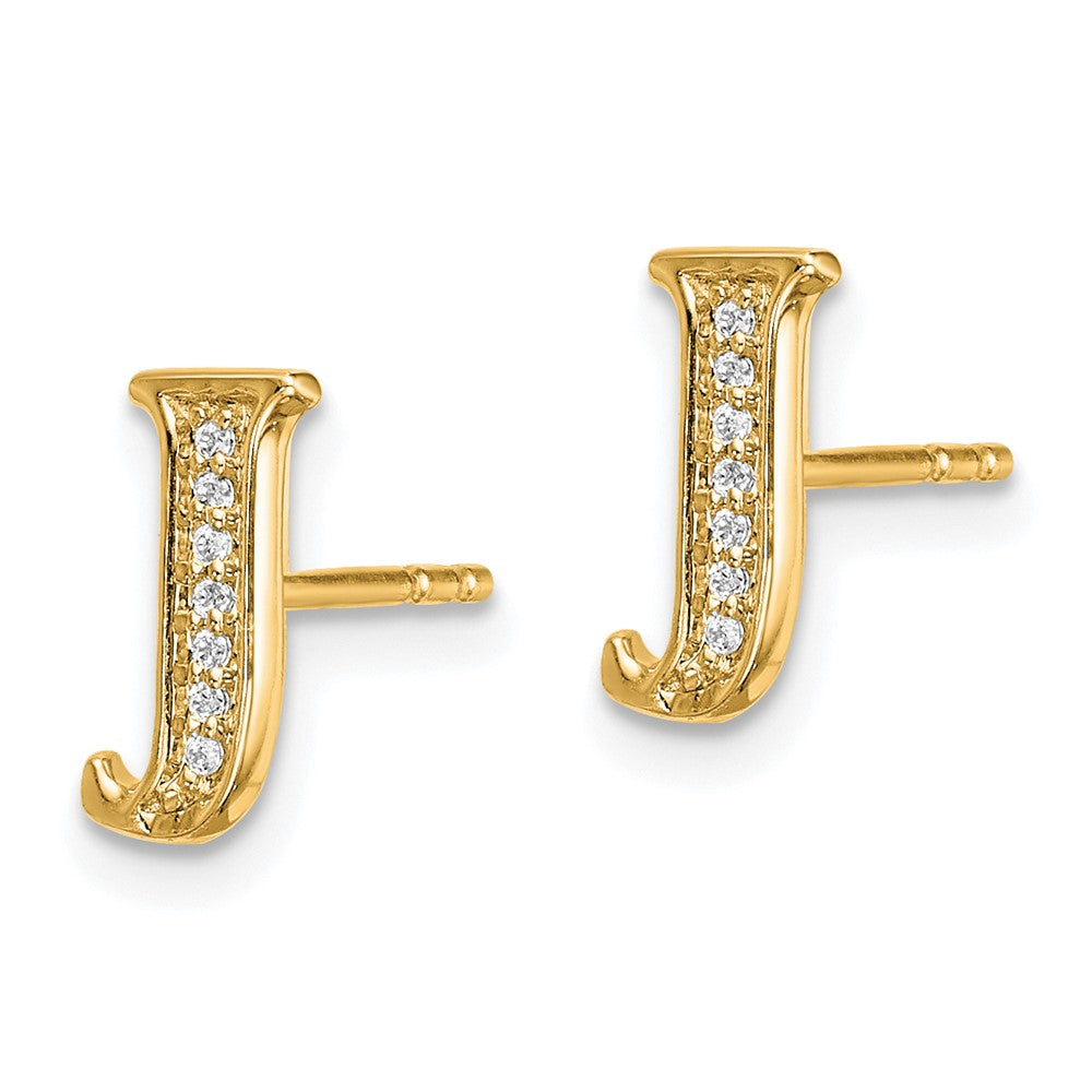 14k Diamond Initial J Earrings